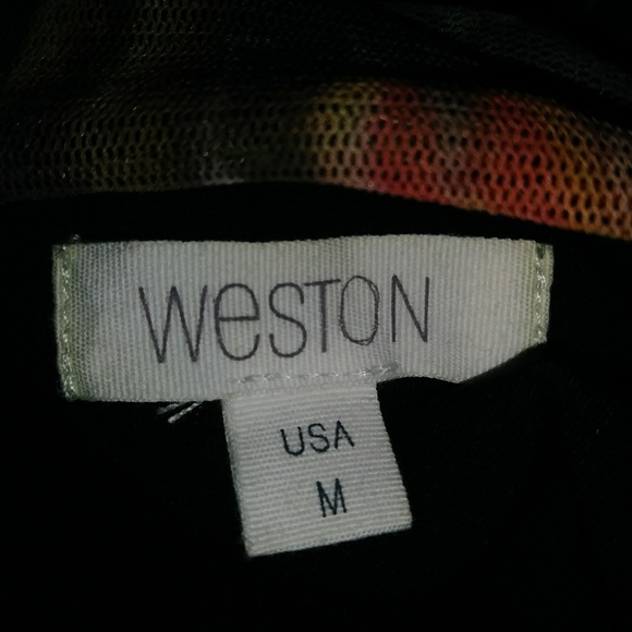 WESTON Print on Net fabric maxi Dress sz M - Picture 7 of 8